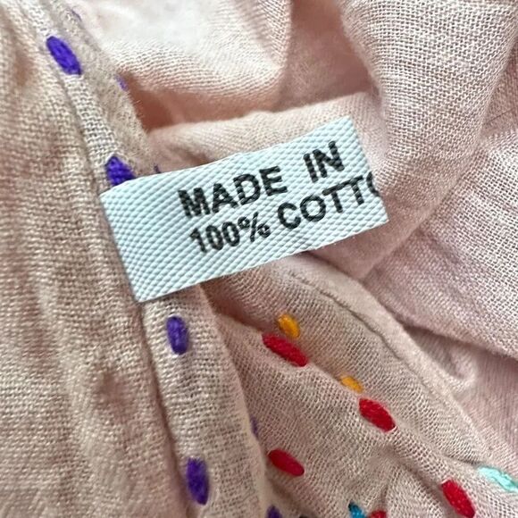 MOMO NEW YORK | Chasing Rainbow Embroidered Kaftan Blush Pink Nude | Size OS - Picture 8 of 8